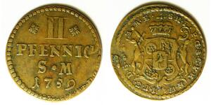 MAINZ (German State) 2 Pfennig 1759 - Copper - Johann Friedrich Karl - 836