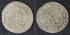 BRANDENBURG FRANKEN 1/2 Schilling - Silver - Johan IV. & Albrecht Achilles -1097
