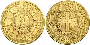 1548,SCHWEIZ. Eidgenossenschaft. Medaillen & Diverses. Goldmedaille o. J. Patenpfennig der eidgenössischen Stände für die Prinzessin Claudia von Frankreich. Medailleur Hans Jakob Stampfer. Hand G ...