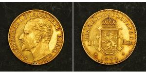  
 
   1894, Principality of Bulgaria, Ferdinand I. Scarce Gold 10 Leva Coin. 3.21gm!  Mint Year: 1894  Mintage: 75,000 pcs.  Denomination: 20 Leva  Engraver: Anton Scharff (A.S.)  Mint Place: Kr ...