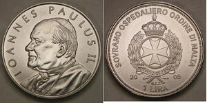 ORDER OF MALTA 1 Lira 2005 - Nickel pl. Steel - Pope John Paul II. - UNC - 684 *
