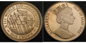 ISLE OF MAN 1 Crown 1986 - FIFA World Cup '86 - aUNC - 3181 