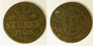 JULICH BERG (German State) 1/2 Stuber 1790 PR - Copper - Karl Theodor - 2179