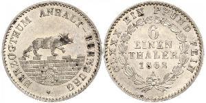 1/6 Thaler Anhalt-Bernburg (1603 - 1863) Silber Alexander Carl ,Anhalt-Bernburg (1805 – 1863)