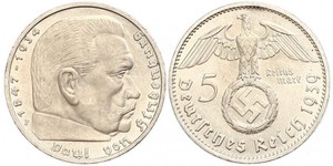 5 Reichsmark Troisième Reich (1933-1945) Argent Paul von Hindenburg