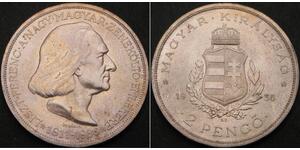 HUNGARY 2 Pengo 1936 BP - Silver .640 - Franz von Liszt - aUNC - 3122 