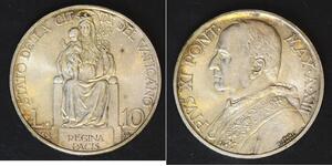 VATICAN 10 Lire 1934/XIII - Silver 0.835 - Pius XI. - VF - 3108