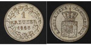 BAVARIA 1 Kreuzer 1868 - Silver 0.166 - Ludwig II. - VF/XF - 526