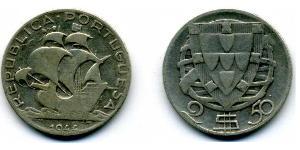2,5 Escudo Portuguese Republic - Ditadura Nacional (1926 - 1933) 銀 