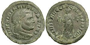 1 Фоллис Римская империя (27BC-395) Бронза Галерий Максимиан (260-311)