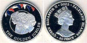 50 Penny Falkland Islands Silver Elizabeth II (1926-2022)