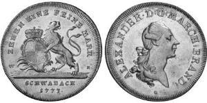 1 Thaler Principality of Ansbach (1398–1792) Silver Charles Alexander, Margrave of Brandenburg-Ansbach (1736 – 1806)