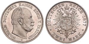 2 Марка Пруссия (королевство) (1701-1918) Серебро Wilhelm I, German Emperor (1797-1888)