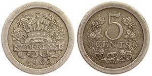Netherlands - 5 Cents 1908