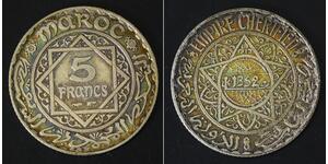 MOROCCO 5 Francs AH 1352 (a) - Silver 0.680 - Mohammed V. - VF - 1728