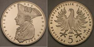 GERMANY (West / BRD) 5 Mark 1987 F Proof - Friedrich The Great - 696 *