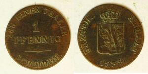 ANHALT BERNBURG (German State) 1 Pfennig 1839 - Copper - Alexander Carl - 3060
