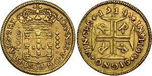 4000 Reis Brasil Oro Juan V de Portugal (1689-1750)