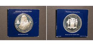   JAMAICA 1974 $10 Sir Henry Morgan Large Silver Proof in Cardboard Holder