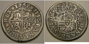 SPAIN 1 Real 1759 SJV - Silver 0.833 - Ferdinand VI. - VF+ - 2404 *