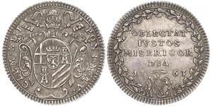 Italien-Vatikan. Clemente XIII 1758-1769. Giulio 1763. Muntoni 20. Schöne Patina. Fast vorzüglich