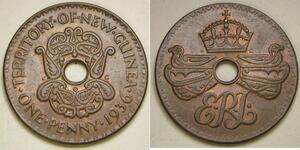NEW GUINEA 1 Penny 1936 - Bronze - Edward VIII. - aUNC - 1126 *