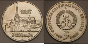 GERMANY (East - DDR) 5 Mark 1989 A - Cu-Zn-Ni - Marienkirche - XF/aUNC - 639 *