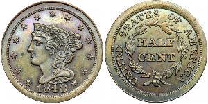  1848 Second Restrike Proof Breen 1-C R7. PCGS graded Proof 65 Brown. Reverse of 1840. Golden light olive and sea green with iridescent purple and rose tones in protected areas. The fields are hi ...