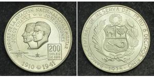  
 
  
 1975, Peru (Republic). Beautiful Large Silver 200 Soles Coin. Aviation Heroes! 
  
 Mint Year: 1975 Reference: KM-262. Condition: A beautiful brilliant uncirculated! Denomination: 200 Sol ...