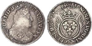 Frankreich. Ludwig XIV. 1643-1715. 1/2 Ecu 1693 K, Bordeaux. Überprägt. Gadoury 185. Kleine Randfehler, sehr schön