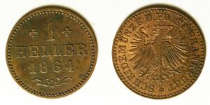 FRANKFURT AM MAIN (German City) 1 Heller 1864 - Copper - aUNC - 1008