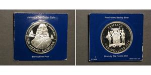   JAMAICA 1974 $10 Sir Henry Morgan Large Silver Proof in Cardboard Holder