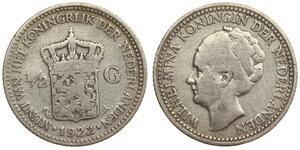 Netherlands - 1/2 Gulden 1922 - Wilhelmina - Silver