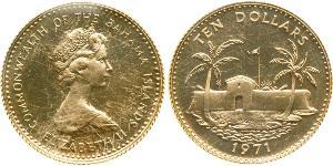 10 Dólar Bahamas Oro 