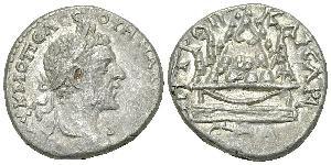 Macrinus AR Didrachm, Caesarea Macrinus (217-218 AD). AR Didrachm (20 mm, 4.98 g), Caesarea, Cappadocia. Obv. AY K M OΠEΛ CEOVH MAKPEINOC CE, laureate, draped and cuirassed bust right, seen from  ...
