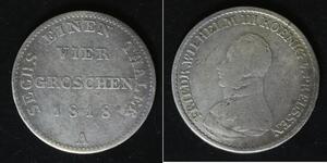 PRUSSIA 4 Groschen 1818 A - Silver 0.521 - Friedrich Wilhelm III. - 3762