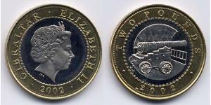 2 Pound Gibraltar Bimetal 伊丽莎白二世 (1926-2022)