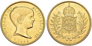 10000 Reis Imperio del Brasil (1822-1889) Oro Pedro II de Brasil (1825 - 1891)