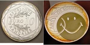 FRANCE 10 Euro 2022 - Billon / Silver 0.333 - 50th Anniv. of Smiley - aUNC -612*