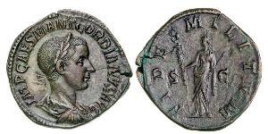 GORDIANO III PIO (238-244) Sesterzio. D/ Busto laureato, paludato e corazzato R/ La Fides Militum con insegna e scettro. Coh. 88 RIC 43 Tredici 57 Ae g 21,29 • Bellissimo esemplare, di finissimo  ...