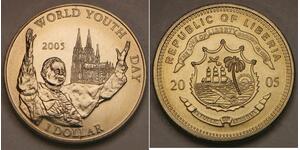 LIBERIA 1 Dollar 2005 - Cu-Ni - World Youth Day - Benedict XVI. - UNC - 676 *