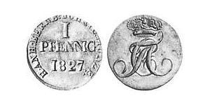 1 Pfennig Anhalt-Bernbourg (1603 - 1863) Cuivre Alexis-Frédéric-Christian d