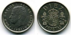 10 Peseta Reino de España (1976 - ) Níquel/Cobre Juan Carlos I (1938 - )