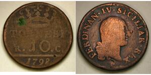 NAPLES (Italian Kingdom) 10 Tornesi 1798 - Copper - Ferdinand IV. - F- - 1778 *