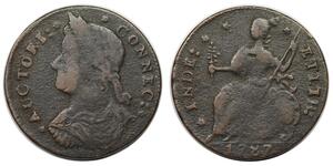 1787 Connecticut Copper, Draped Bust Left, Miller 33.7-r.2