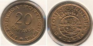 20 Centavo São Tomé e Príncipe (1469 - 1975) Bronzo 