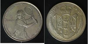 NIUE 5 Dollars 1987 - Copper/Nickel - Olympics - Tennis - aUNC - 4150