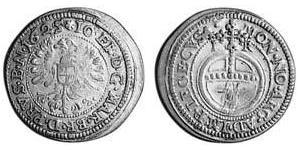 3 Kreuzer Principado de Ansbach (1398–1792) Plata Joachim Ernst, Margrave of Brandenburg-Ansbach (1583 – 1625)