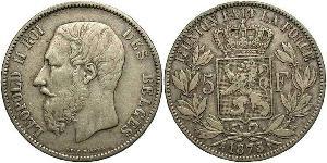 5 Franc Bélgica Plata Leopold II (1835 - 1909)