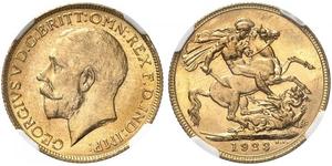 1923,AUSTRALIEN. George V. 1910-1936. Sovereign 1923 M, Melbourne. Seaby 3999. Fr. 39. Selten in dieser Erhaltung / Rare in this condition. NGC MS64. (~€ 305/USD 355)
